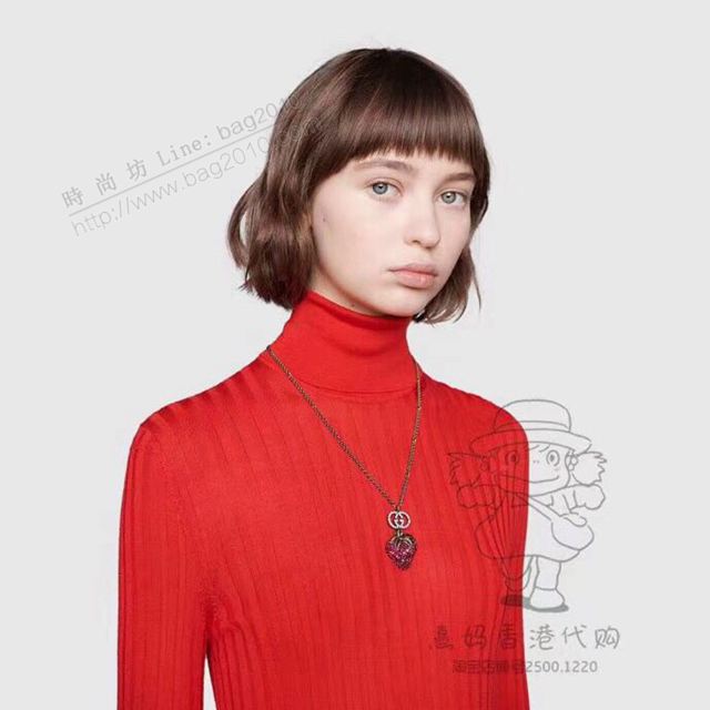 GUCCi飾品 古馳紅鑽草莓毛衣鏈 Gucci經典首飾  zgbq1043